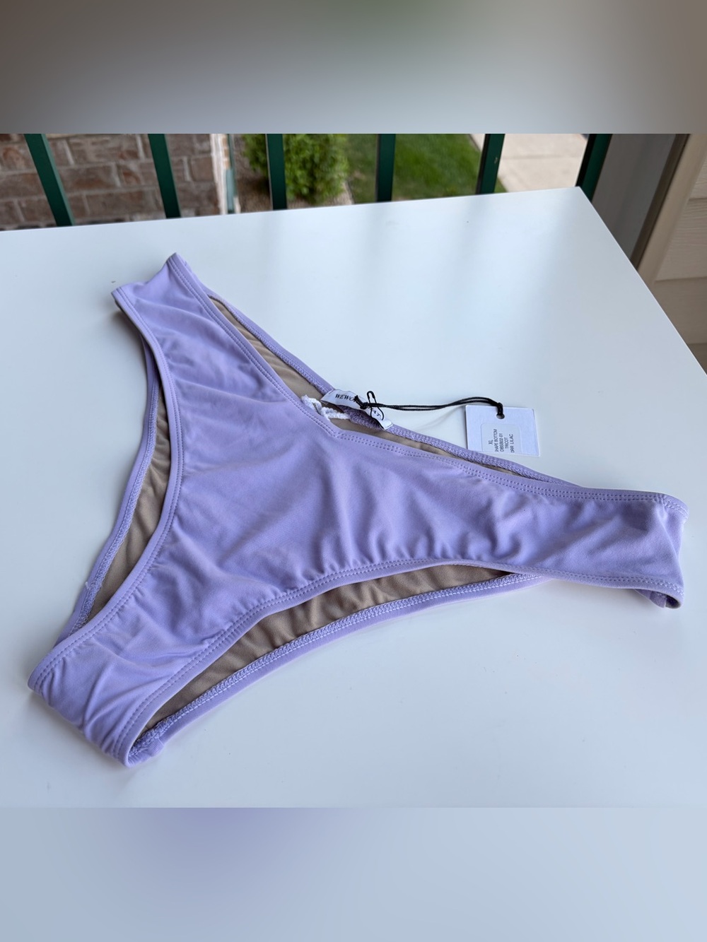 🆕🪻WeWoreWhat Lilac High Cut Bikini Bottom XL NWT Classic Cheeky Swim Lavender